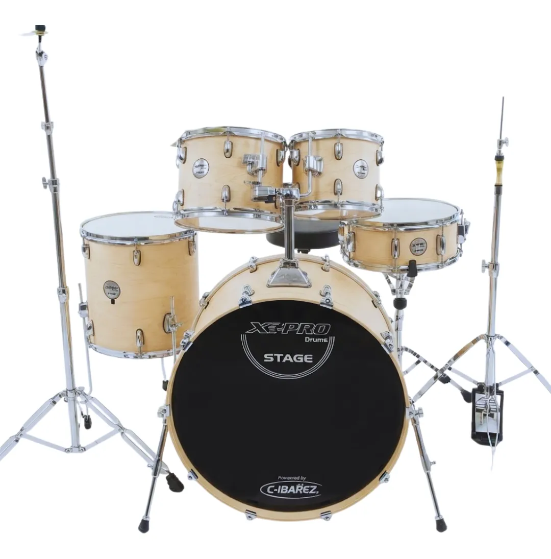 Bateria X-pro Stage Bat822 Natural Wood 5 Pçs C/bancos
