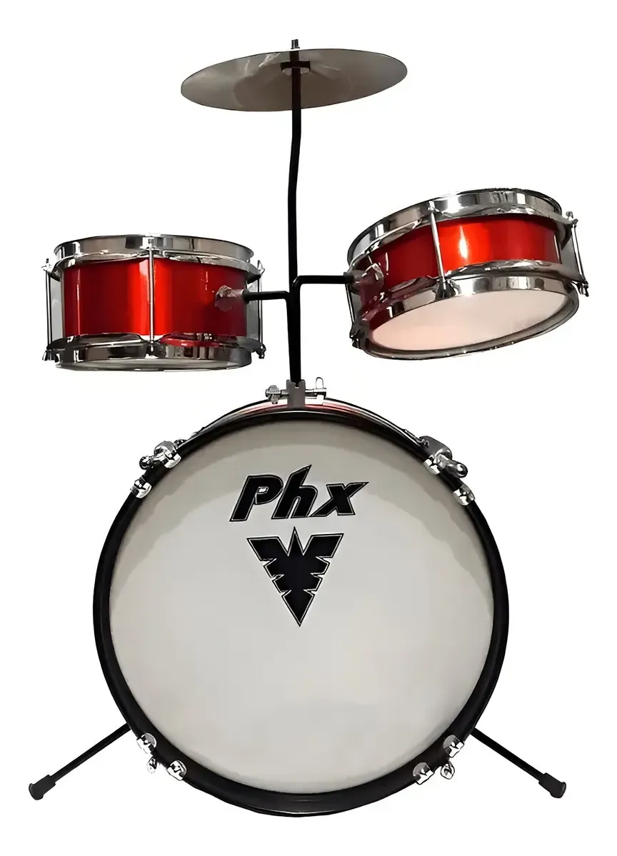 Bateria Infantil Phx Bip-14 Vermelha ( C/banco E Prato )