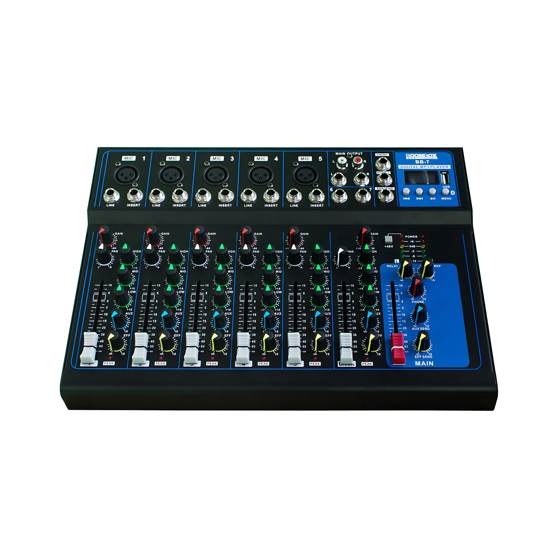 Mesa de Som Boombox Bb7 Usb (7 Canais)